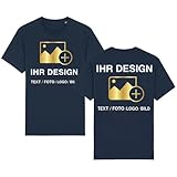 T-Shirt Bedrucken Lassen – Personalisierte T-Shirts mit Eigenem Text, Foto oder Logo | Unisex Shirt Selbst Gestalten | Individuelles Geschenk & Firmen T-Shirt, Navy