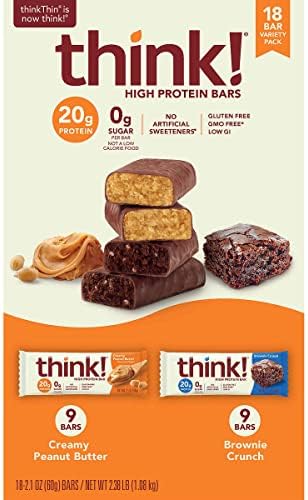 Think Thin High Protein Bar Variety Pack 18 Ct (Pack of 2 Boxes=36 Bars)