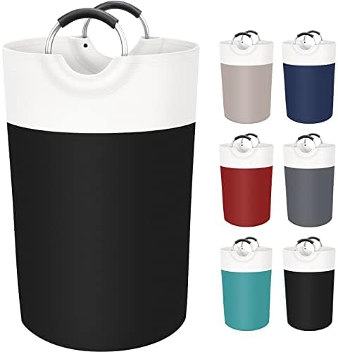 BlissTotes Laundry Basket, Laundry Hamper, Collapsible Laundry Baskets, Dirty Clothes Hamper, Waterproof Laundry Basket with Foam Protected Aluminum Handles for College Dorm, Family 115L (Black)