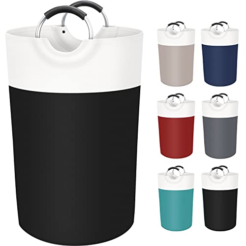 Image of BlissTotes Laundry Basket, Laundry Hamper, Collapsible Laundry Baskets, Dirty Clothes Hamper, Waterproof Laundry Basket with Foam Protected Aluminum Handles for College Dorm, Family 115L (Black) | Collapsible Dirty Clothes Hamper, Foldable Laundry Bag for Dorm, Waterproof Fabric, Padded Aluminum Handles