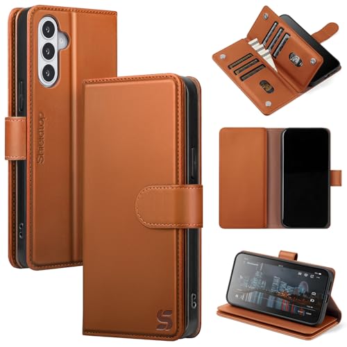 Shieldtop Compatible with Samsung Galaxy S26 Wallet Case with Card Holder Women Men RFID Blocking PU Leather Flip TPU Protective Cover Credit Card Slots Phone Case for S26 Light Brown