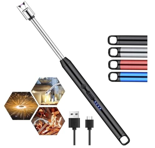 Image of Gas Lighter for Kitchen Use | C-Type Rechargeable Electric Lighter Stove & Candle Lighter with USB Charging Port | 1 Year Warranty | 400 Uses in Single Charge