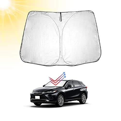 BIBIBO 新型ハリアー 4代目 サンシェード 新型 トヨタ ハリアー専用 フロント 車用サンシェード フロントガラス用 日よけ 日焼けシート パラソル 車種専用設計 簡単着脱 折り畳み式サンシェード 収納袋付き ハリアーアクセサリー パーツ