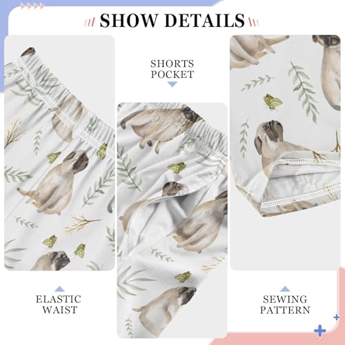 ZZXXB Bulldog and Leaves Boys Long Pants Soft Trousers Elastic Waist Kids Lounge Bottoms with Pockets S-XL4