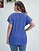 IN'VOLAND Womens Plus Size Blouse Hollow Loose Fit V Neck Ruffle Sleeve Summer Casual Tshirts Tops Royal Blue 22W