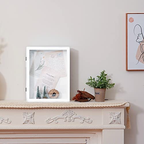 Image of Muzilife 11x14 Shadow Box Picture Frame - 2.16 inch Interior Deep Wood & Glass Display Case Ready to Hang Memory Box Baby Sports Memorabilia, Wedding, Tickets, and Photos (White)