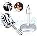 Facmogu Vintage Desktop Microphone Prop Model with Adjustable Stand, Classic Retro Style Microphone Prop Decor for Party Decoration Costume Role Play & Game Night - Silver
