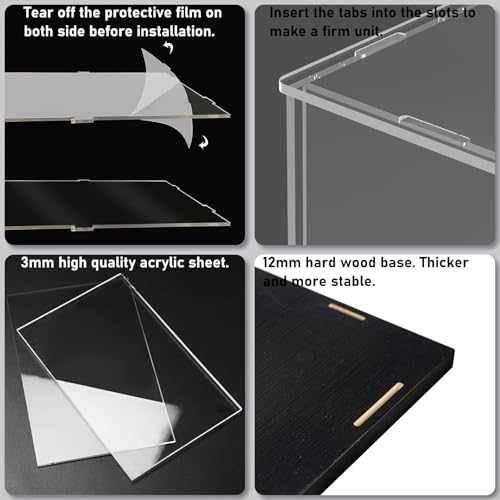 Image of Choowin Acrylic Display Case for Lego Star Wars Helmet Mandalorian Helmet for Lego R2D2, Thickened Clear Acrylic Display Cases for Collectibles, Assemble Dustproof Display Box with Door, Black