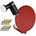 Produktbild Antenne PremiumX DELUXE100 Aluminium 100cm Digital SAT Schüssel Spiegel in Ziegelrot + LNB Quad 0,2 dB Inverto Black Ultra High-Gain SAT LNB 72 dB FULLHD 3D HD+ Digital Tauglich + GRATIS 8x F-Stecker 7mm in Farbe 'GOLD'