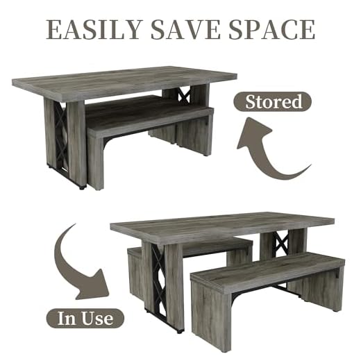 Modern 3-Piece Dining Table Set for 6