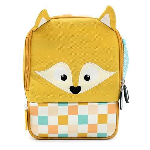 LES DEGLINGOS - SAC A DOS ENFANT ISOTHERME 2 COMPARTIMENTS- CYRANOS LE RENARD - Pique-nique et goûter - Voyage - Isolant PEVA - 26cm - Moutarde