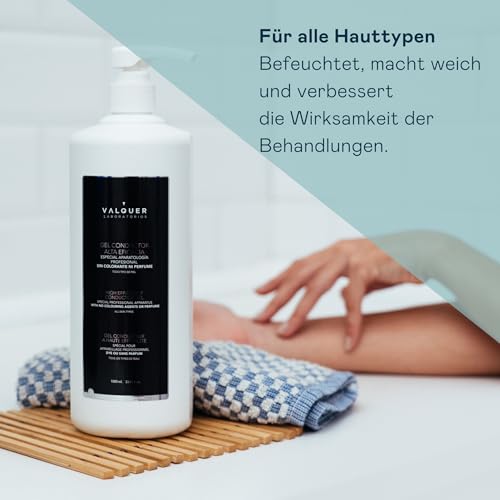 VALQUER Ultraschall-Leitgel für Gesicht und Körper | Professionelle Einsatz in Radiofrequenz-, Laser-Haarentfernung, Mikrostrom-, IPL- und Kavitation | Wasserbasiert, farb- und geruchlos | 2 x 1 L