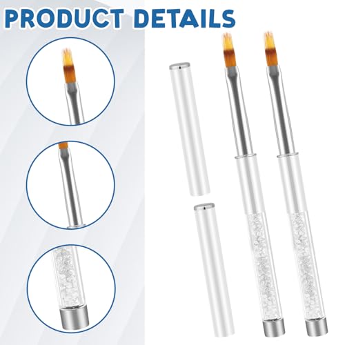 Image of 2 Pcs Nail Ombre Brush Nail Gradient Painting Brush Nails Art Brushes Manicure Tools with Rhinestone Handle UV Gel Polish Drawing Pen for Nails Design