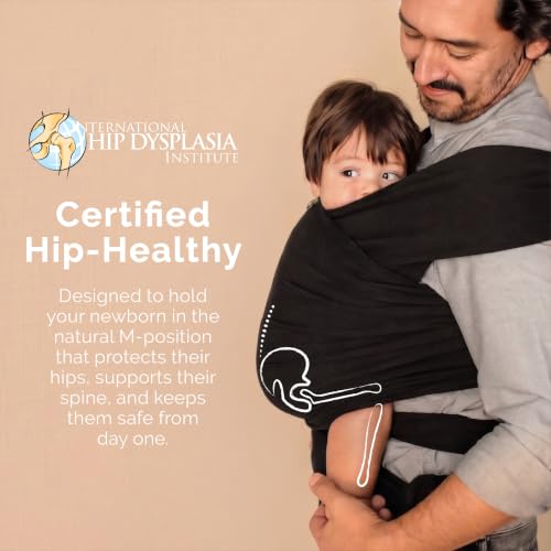 Image of Boba Baby Wrap Carrier - Original Baby Sling Carrier for Newborns (7-35 lbs), Soft, Secure, Hands-Free & Ergonomic, Ideal for Comfortable Bonding, New Parents (Black)