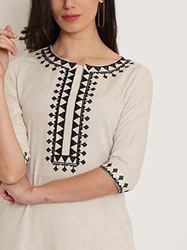Image of Pure Cotton Embroidered Women Kurta and Pant Set
