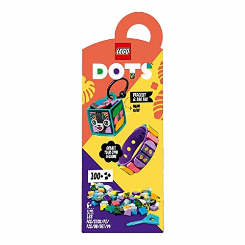 LEGO Dots Pulsera y Adorno para Mochila Tigre Fluorescente 41945