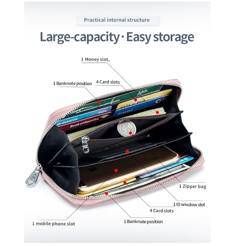 JONON Women RFID Blocking Wallet Leather Zip Around Phone Clutch Large Capacity Ladies Travel Purse (Yellow)3