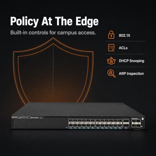 Image of Ruckus ICX7550-24F Managed Switch, 24x 1 /10GbE SFP+ Fiber, 2x 40 /100GbE QSFP+ + Modular Expansion Slot Uplinks, Dual Hot-Swap PSU - Stackable Campus Switch, 40 /100G Uplinks, Multigigabit PoE++ Ready