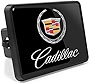 iPick Image, Compatible with - Cadillac UV Graphic Black Metal Face-Plate on ABS Plastic 2 inch Tow Hitch Cover