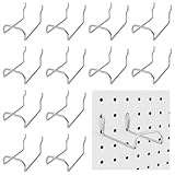WOWKIT Square Pegboard Hooks - 12pcs Dual-Brace Flat L Racks for 1/4 Peg Boards Hanging Storage - Heavy Duty Big Tool Hangers for Hammer Plier Power Drill Garage Workshop Shed Accessories (Silver)