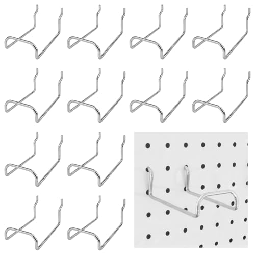 WOWKIT Square Pegboard Hooks - 12pcs Dual-Brace Flat L Racks