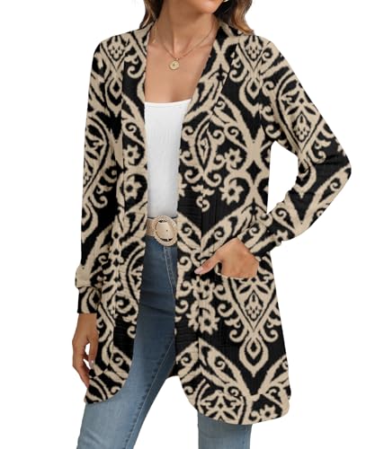 Image of YSYOKOW Cardigan Sweaters for Women Long Sleeve Open Front with Pockets | Long Cardigans for Women Lightweight Soft Casual Dressy Loose Fit Cardigan Sweater with Pockets for Work and Office
