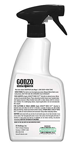 Gonzo Natural Magic - Wine Out - 2 Pack - 14 oz - Removes Wine Out Stains from Carpets, Rugs, Linens, Table Cloths, Furniture, Upholstery