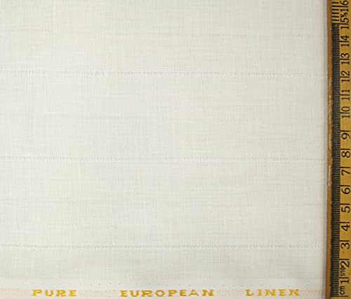 Image of Men's European Linen 60 LEA Striped 1.70 Meter Unstitched Shirting Fabric (White)