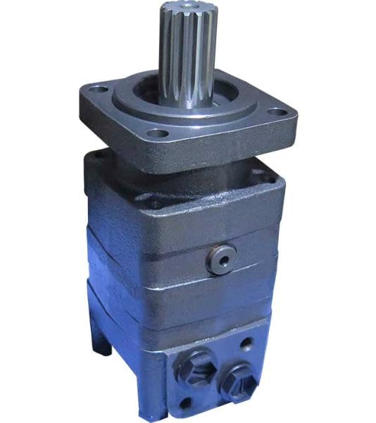 Hydraulikmotor M+S Hydraulic, Typ MSQ80SH, Hubraum 80 cm3/U, Anschlüsse (seitlich): G 1/2‘‘, Welle: Ø 1 1/4‘‘ verzahnt, Vierkantflansch
