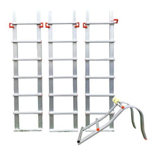 Echelle de Toit - AMI-HAUTEUR - Lot 3 Rallonges de 1,50 mètre + 1 Crochet - Aluminium