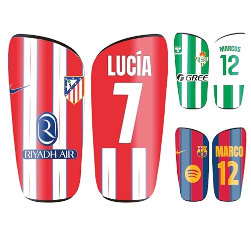 Caneleiras Personalizadas Futebol do seu Time Favorito para crianças e Adultos com Nome e Número. Presentes de Equipes de Futebol (Atlético)