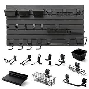 Black Tool storage wall Broom Holder Mop Hanger Wall Mount Plastic nano-molecule Organization Garage Storage System Garden Kitchen Tool Organizer Wall Control 2ft 3.8 ft.