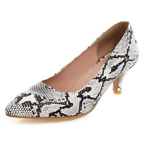 Snakeskin Kitten Heels Womens Pointed Toe Court Shoes