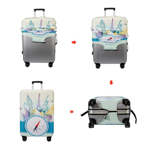 Image of WUJIAONIAO Travel Luggage Cover Baggage Suitcase Cover Protector Skins 18-32 Inch, compass, L (for 25--28 inch luggage)