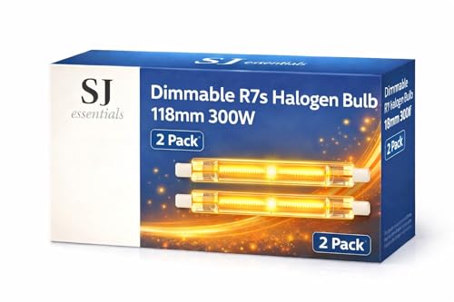 Dimmable R7s Halogen Bulb 118mm 300W – J-Type Linear Double Ended Light Bulb 230V 4480LM, Warm White 2800K, R7s 118mm Floodlight Replacement for Security, Work, Landscape Lighting (Pack of 2)