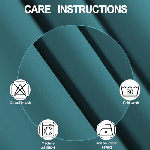 Image of LEMOMO Sea Teal Blackout Curtains 42 x 54 Inch Length Set of 2 Panels Grommet Bedroom Curtains for Living Room