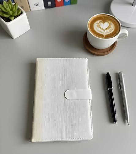 Image of White Gradient A5 Journal Notebook Diary for Men Women Girls Boys | Office Journal Diary Notebook with Magnetic Flip Lock (200 Ruled Pages, 6 x 8.5 Inches, 80 GSM) (Gradient White)