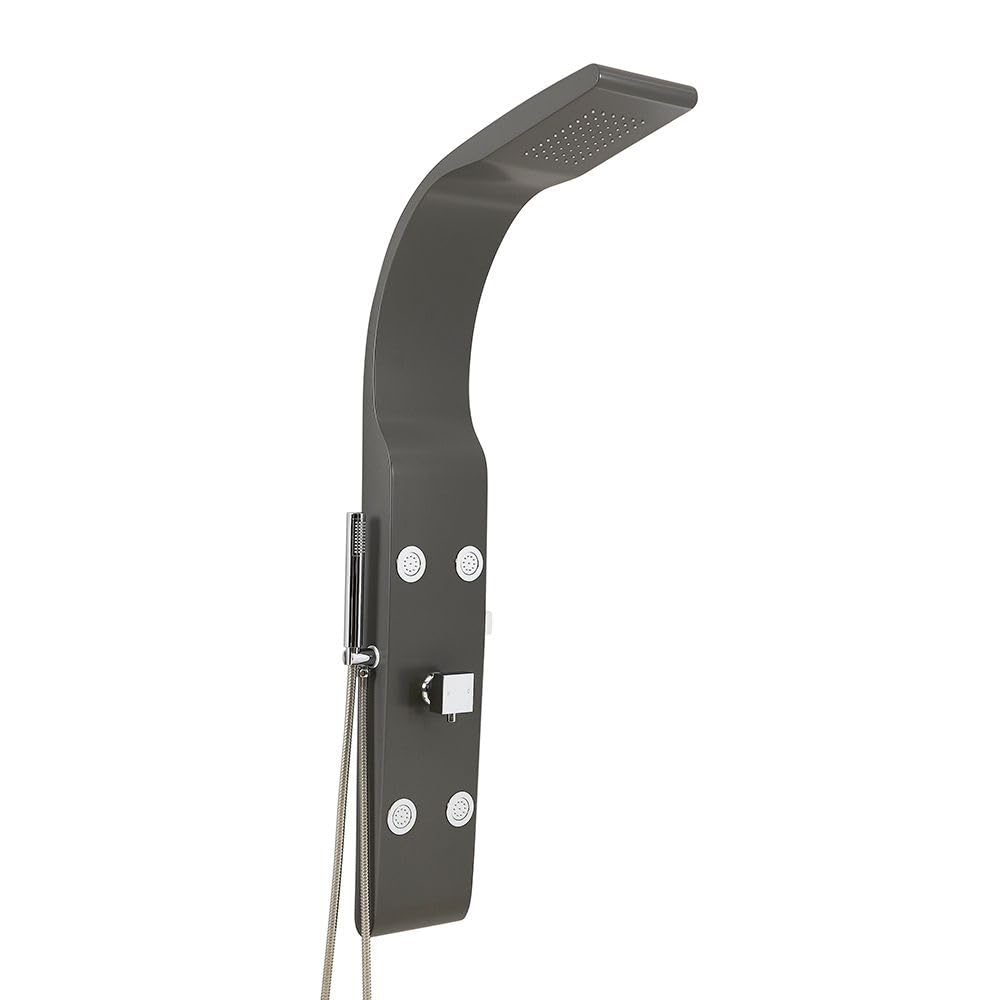 Milano Anthracite Barton Manual Shower Tower Panel Rainfall Head Handset Body Jets
