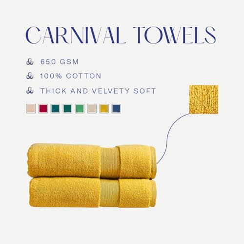 Christy Living Carnival Bath Towels | Set of 2 | Soft Plush Cotton Bathroom Towels | Absorbent Shower Towels | Quick Dry | 650GSM | Machine Washable | Saffron Yellow - Image 6