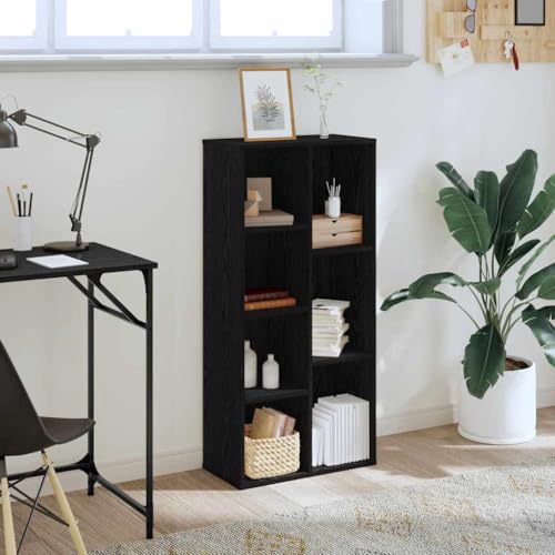 Estantería pequeña de 7 compartimentos en madera negra para salón 3