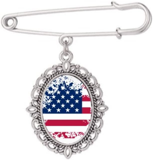 Stars And Stripes America Country Flag Brooch Pin Dress Shirt Shawl Clips