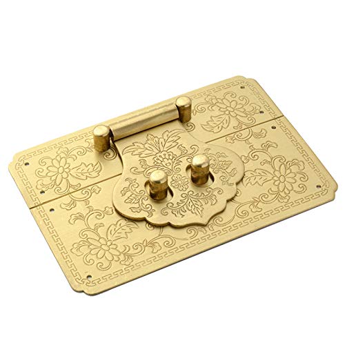 Image of 4.7 inch /12cm Square Antique Brass Hasp Pure Copper Fittings Retro Lock Slice Lock Nose(Gold)