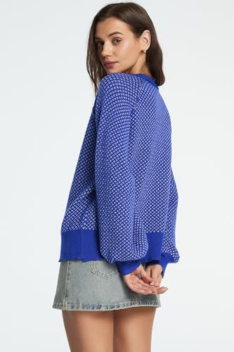 D-Sun Women Crewneck Plaid Sweater Long Sleeves Color Block Pullover Sweater Casual Winter Chunky Knit Ribbed Jumper Top3