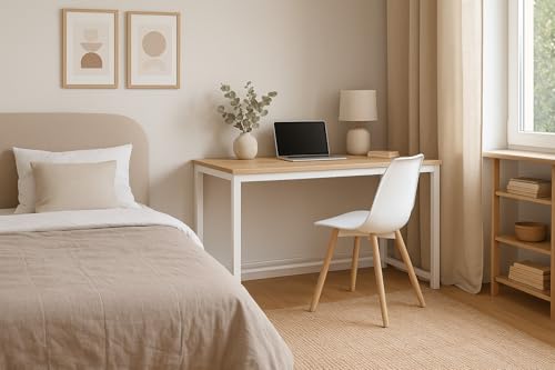 Meyvaser Mesa De Escritorio Para Ordenador 140 Cm, Para Oficina, Escritorio De Estudio, Dormitorio,Mesa Salon Comedor, Estructura De Acero Color Blanco 58x74x140 Cm Meyvaser Mesa De Escritorio Para Ordenador 140 Cm, Para Oficina, Escritorio De Estudio, Dormitorio,Mesa Salon Comedor, Estructura De Acero Color Blanco 58x74x140 Cm