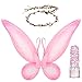 Funcredible Pink Fairy Accessories Set - Fairy Wings, Fairy Crown with Glitter - Pink Tooth Fairy Wings - Halloween Cosplay Party Favors for Kids