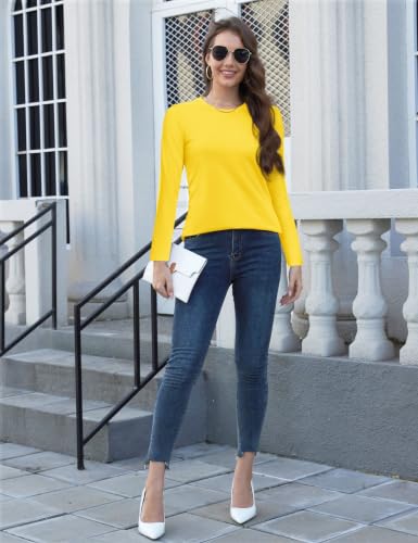 Image of YUCOLEN Long Sleeve Shirts for Women Cotton Crew Neck Casual Tops Fall