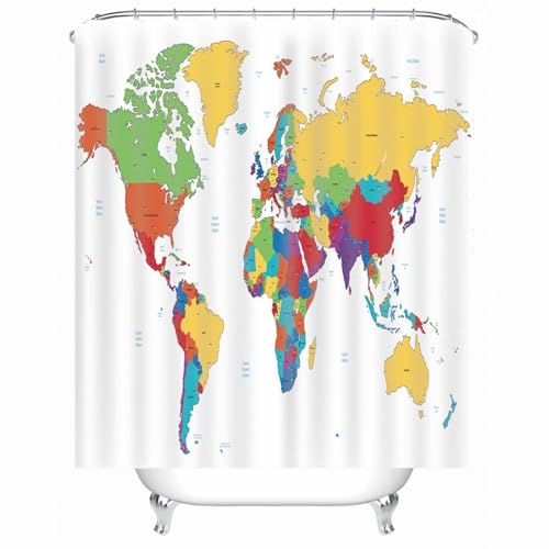 Rideau de douche imperméable blanc en tissu lavable avec anneaux