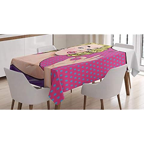 ABAKUHAUS Clásico Mantele, Arte Pop Mujer Muestra ACEPTABLE, Fácil de Limpiar Colores Firmes y Durables Lavable Personalizado Cover