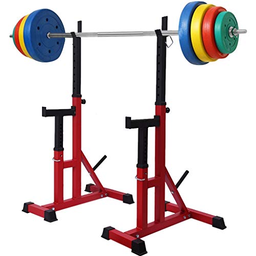 MINIKID Adjustable Dumbbell Racks, Home G-ym Multifunction Squat Rack Stands Weight Lifting Bench Press Barbell Rack Pull Up Bar Stands for Indoor Fitness Lifting Frame【US Fast Shipment】 (Red)