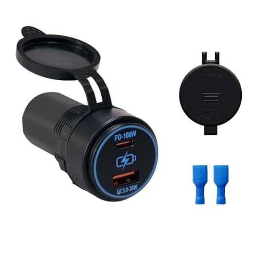 100W Dual USB Car Charger Socket PD100W QC3.0 Fast Charging Type C & Type A Ports 12V/24V Compatible for Cars Trucks RVs Boats Marine (PD100W QC3.0)